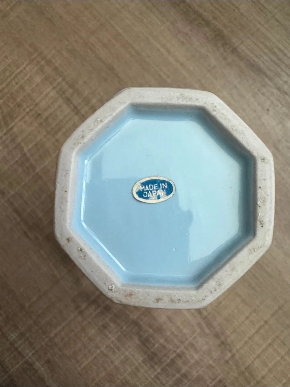 Vintage Made in Japan Aqua Blue Ceramic Vase 6.25” Faceted MCM Japandi Decor